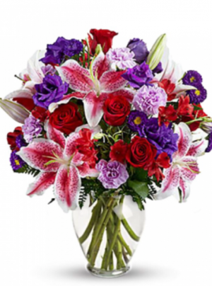 Blooming Lilies & Roses  Vase 