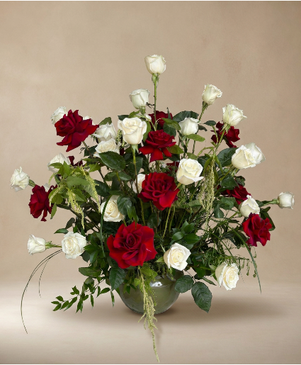 Love in Bloom ceramic container arrangement