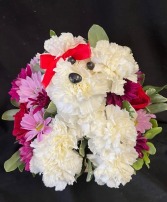 Love Puppy Puppy Carnation Flower Arrangement 