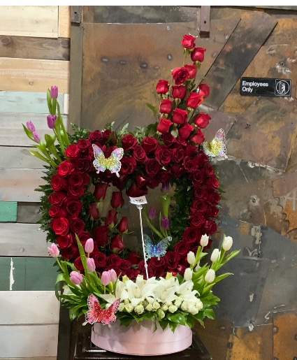 Love romance  Roses and tulips