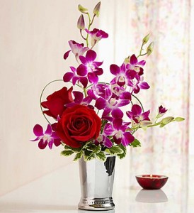 Roses & Orchids Designed in Sleek Julep Cup