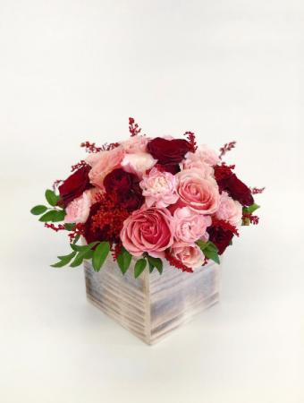 Love Story Wooden Box Arrangement