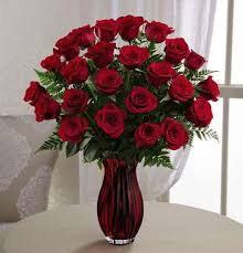 Love You to the Moon and Back Vase with red roses