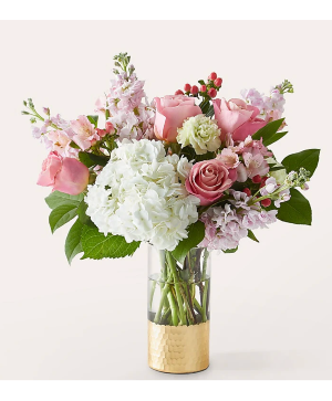 Pink & White Hydrangea Flower Arrangement Fresh Flower Arrangement