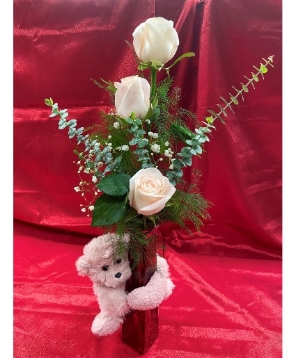 Love You Beary Much Pink Rose & Teddy Bear Combo