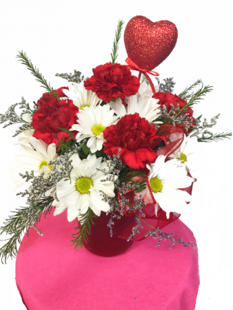 You Have My Heart Red Carnations and White Daises