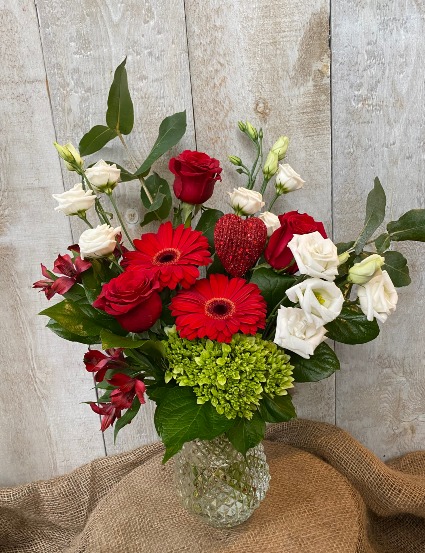 Love you Forever Arrangement in vintage look vase