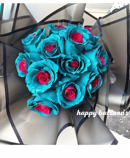 Love you forever  Roses hot pink and turquoise 