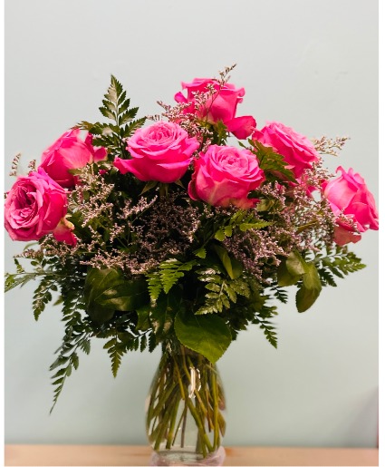 Love You More 1 Dozen Colored Roses in a Vase