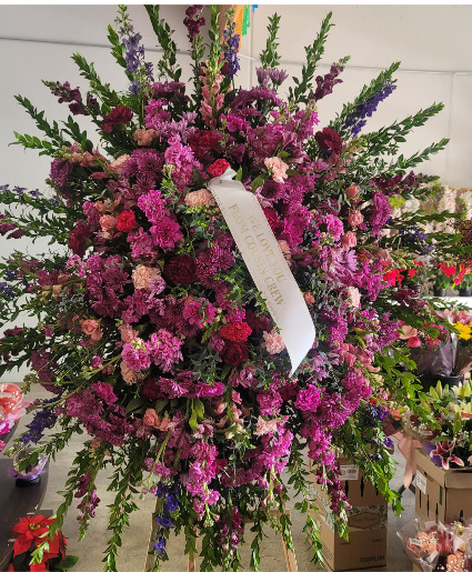 lovely lavander standing spray on easel