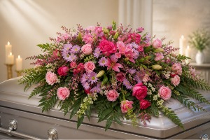 Lovely  Lavender and Pink Casket Spray 
