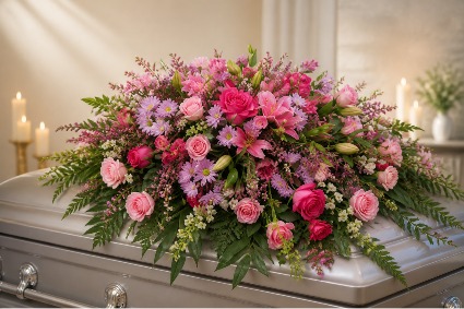Lovely  Lavender and Pink Casket Spray 