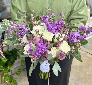 LOVELY LAVENDER/WHITE BRIDAL  BOUQUET
