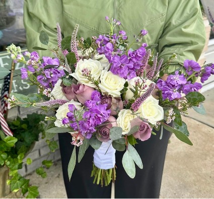 LOVELY LAVENDER/WHITE BRIDAL  BOUQUET