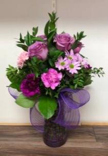 Lovely Lavender & Pink Blooms Fresh Arrangement 
