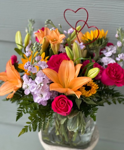 Love's Colorful Embrace Cube or Cylinder Vase
