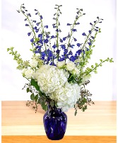 Loving: Blue and White with Blue Vase Arrangement