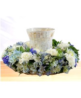 Loving: Blue, Green and White  12" Picture, Urn or Standing Spray