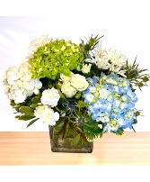 Loving: Blue, Green, and White  Vase Arrangement