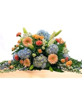 Loving: Blue, White and Peach  Casket Spray