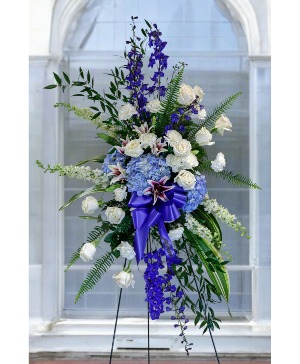 Loving: Blue, Pink and White Standing Spray