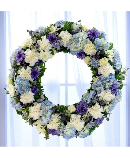 Loving: Blue, Green and White  18" Standing Spray