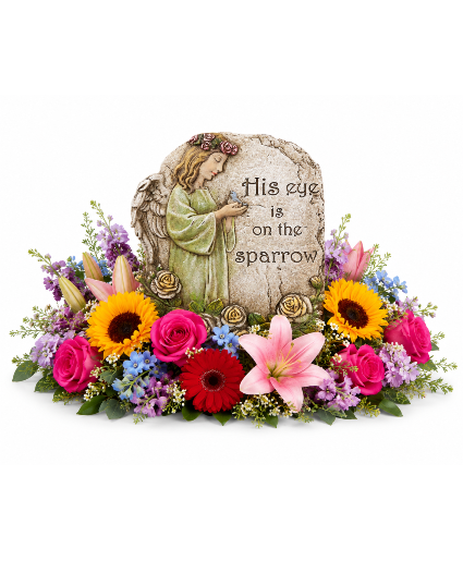 Loving keepsake and colorful flower centerpiece  