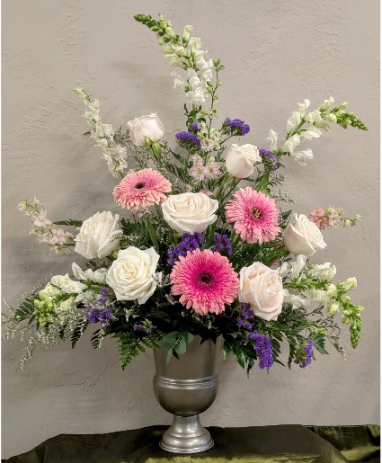 Loving Light Pink and white Urn Arrangement