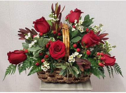 Loving Memories Fresh Red Rose Arrangement