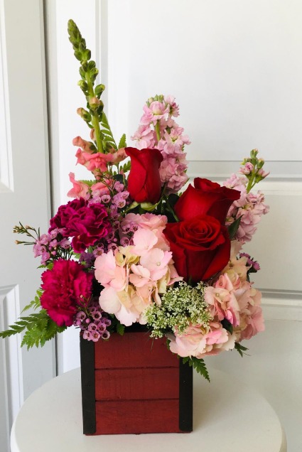 Wooden box of blooms 