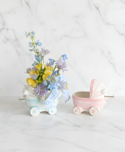 Lullaby Carriage in blue OR pink Powell Florist Exclusive