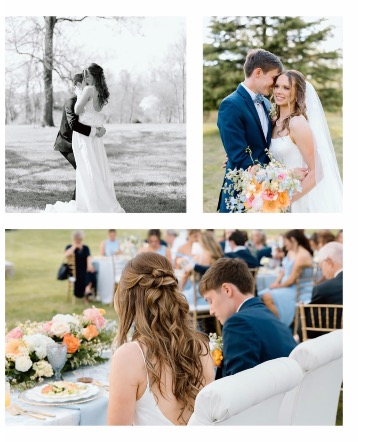 Lush spring wedding  Bridal bouquet + sweetheart table  in Mount Airy, NC | CREATIVE DESIGNS FLOWERS & GIFTS