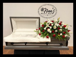 Luxurious Lilies and Roses Casket Spray 