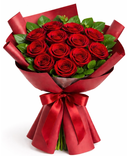 Luxury Dozen Red Rose Bouquet 