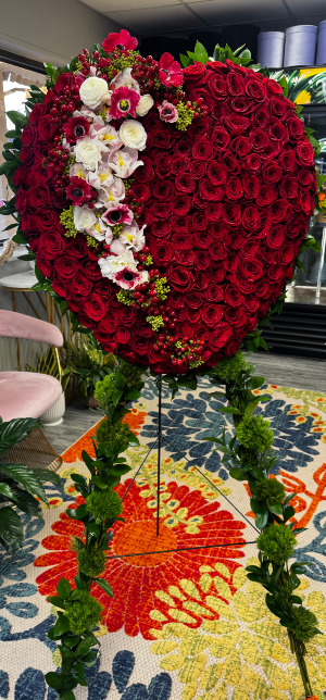 Luxury Red Heart Standing Spray  