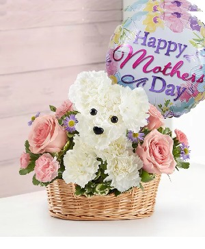 Precious Pup assorted flowers