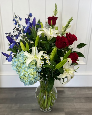 Magnificent bravery Tall One Sided Vase Arrangement in Bluffton, SC | BERKELEY FLOWERS & GIFTS