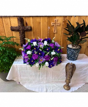 Majestic Memories  Silk Flower Headstone Arrangement 
