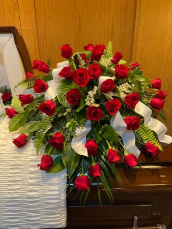 Majestic Red Casket Spray