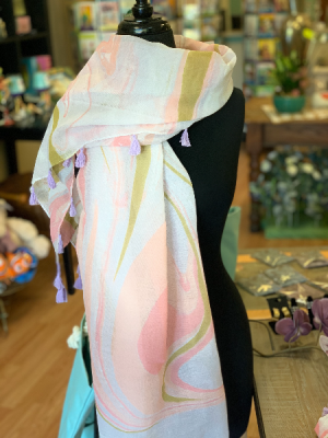 Marble Scarf with Tassels Gift Item