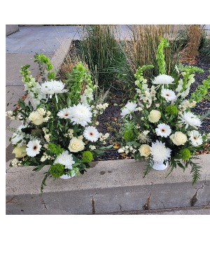 Two Elegant White Memorial Arrangements 