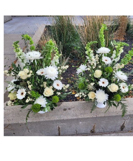 Two Elegant White Memorial Arrangements 