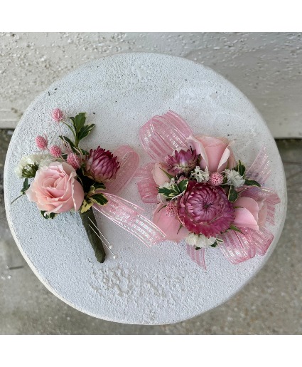 Pink Matching Designers Choice Corsage & Boutonniere