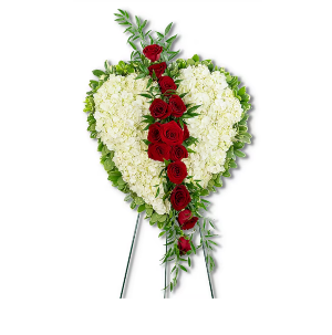MEDIUM HEART TRIBUTE SOLID HEART WITH RED ROSES