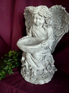  Medium  Size Angel with Dish Concrete Angel
