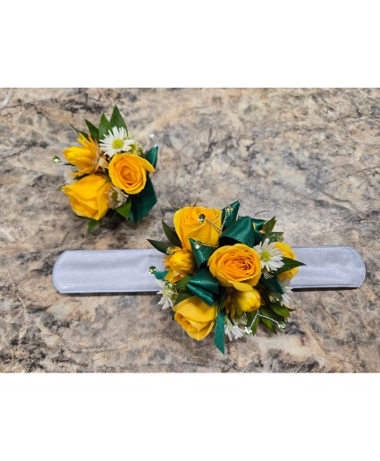 Miss Yellow & Her Fellow Corsage & Boutonniere Set