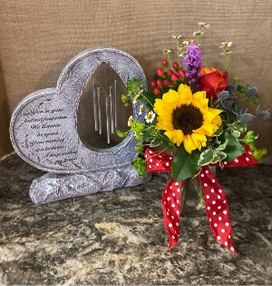 Memorial Garden Stone with vased fresh Custom