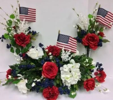memorial headstone-vase set-patriotic  in Wellston, OK | Chelle's Petals