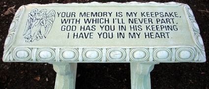 Memorial Stone Bench (Angel w/border/Memory) Stone Bench