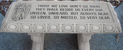 Memorial Stone Bench (Angel w/border/Walk Beside) Stone Bench